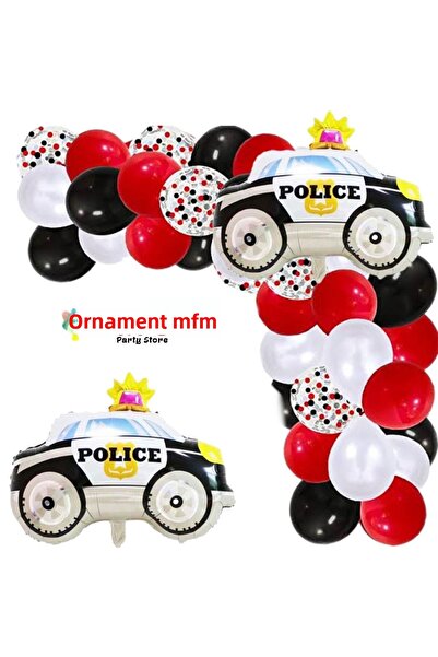 MFM Set de baloane cu lanț pentru ziua de naștere pentru mașină de poliție
