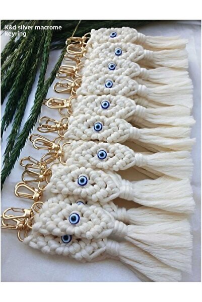 K&D SİLVER 50 Pieces Macrame Keychain - for Concept Gift, Wedding and Engagement