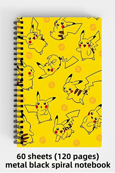 Anime Marketi Pokemon Pikachu Designed A5 Spiral Hard Cover Notebook 120 Sheets