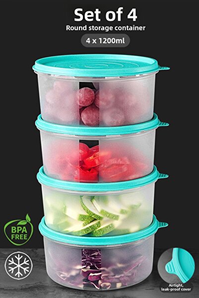 Meleni Home Set de 4 recipiente verzi pentru alimente - Organizator pentru de...