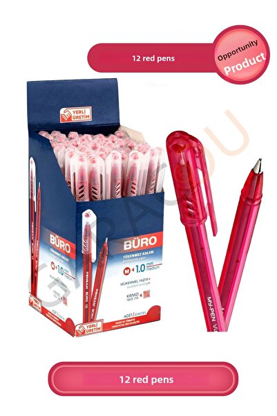 garaccu Office 1.0 mm Quality Red Ballpoint Pen 12 Pieces