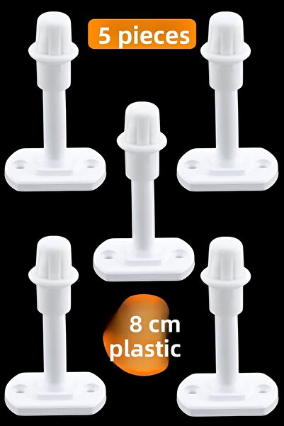 Badem10 5 قطع من البلاستيك الأبيض - مقبض خلفي للأثاث مقاس 8 سم، حامل سدادة