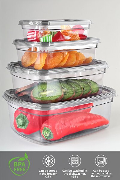 Meleni Home 20-Piece Anthracite Color Leak Proof Storage Set - 5X225-430-750-1220Ml Food Container