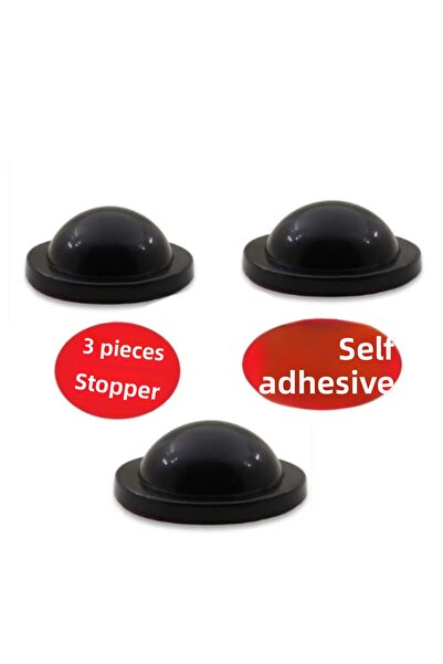 Adilon Opritor de ușă din silicon negru 3 bucăți tampon autoadeziv