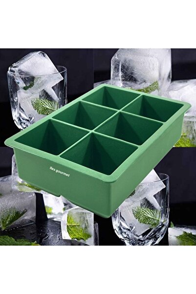 İles Gurme قالب ثلج سيليكون كبير الحجم مكون من 6 قطع باللون الأخضر