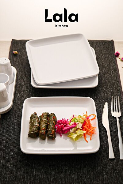 Lala Mutfak Gözde Square Serving Plate - Set of 3 (20 cm - Stylish, Durable, Cake, Dessert, Presentation Plate)