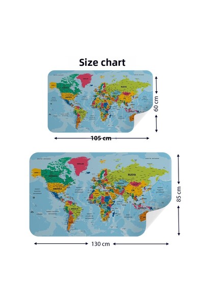Harita Sepeti Turkish Educational Country And Capital Ocean Detailed Atlas Decorative World Map Wall Sticker-3870