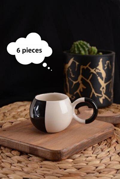 veraev 6-Piece Ceramic Coffee Cup - Handmade Double Mug and Cup Set