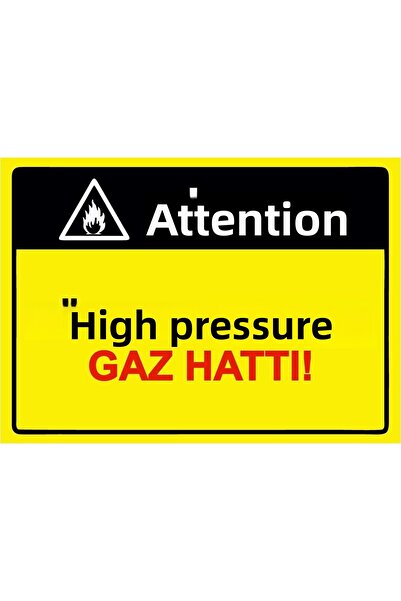 ZiPrinter انتبه إلى الضغط العالي! خط الغاز! لافتة تحذير من مادة PVC مقاس A4 2...