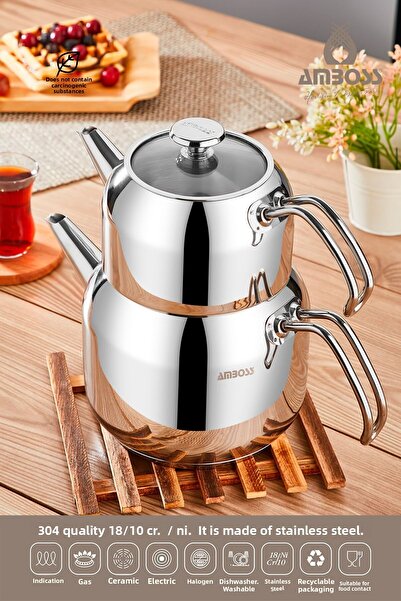 Amboss Cool Stainless Steel Medium Size Steel Teapot Suitable for All Stoves