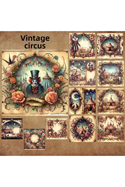 Pink Swan Craft Set de autocolante pentru albume de însemnări Vintage Circs 1...