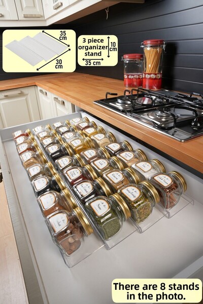 color house 35*10 cm Spice Rack Organizer Drawer and Plexiglass Stand 3 Piece...