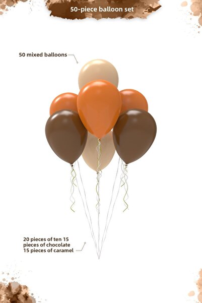 Hey Parti مجموعة بالونات القهوة والكراميل والشوكولاتة بلون البشرة الطبيعية من بوهو - 50 قطعة