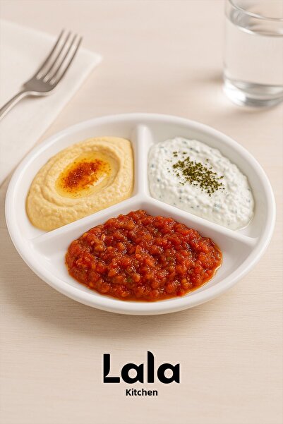 Lala Mutfak Gözde 3 Compartment Service Plate – Breakage Resistant (Ø 23 cm)