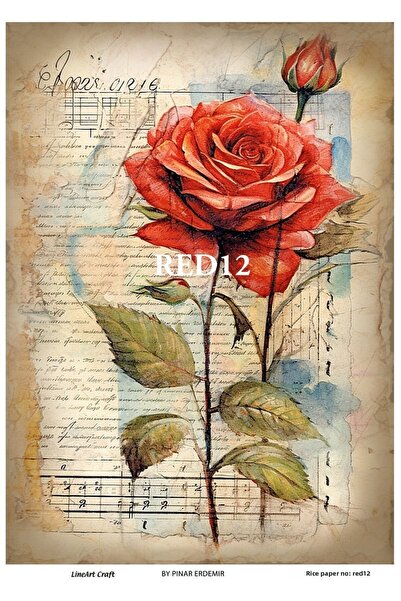 LİNEART ورق تزيين نحاسي من سلسلة حمراء حمراء مقاس 29 × 42 سم رقم: RED12