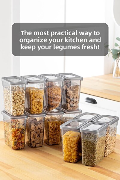Meleni Home 12-Piece Food and Pulses Storage Set - with Leak-Proof Lid, 1100 ml Capacity