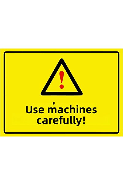 ZiPrinter استخدم الآلات بحذر! لافتة تحذير من مادة PVC مقاس A5 15x21 سم