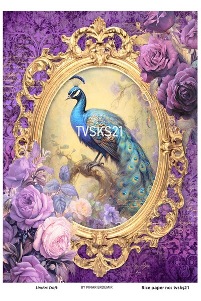LİNEART ورق تزيين نحاسي من سلسلة الطاووس مقاس 29 × 42 سم رقم: TVSKŞ21