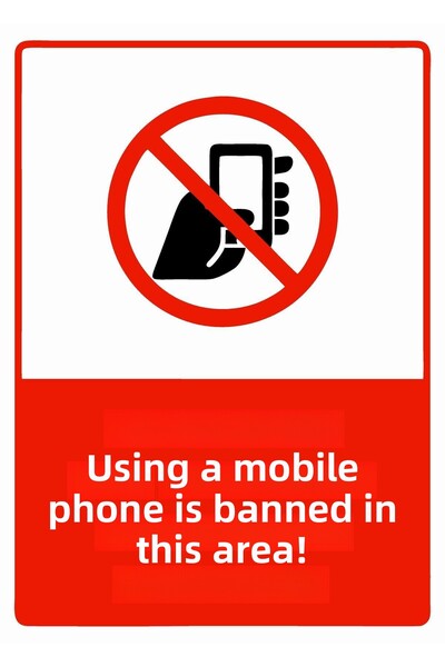 ZiPrinter لا يُسمح باستخدام الهاتف المحمول في هذه المنطقة، لافتة تحذير من ماد...