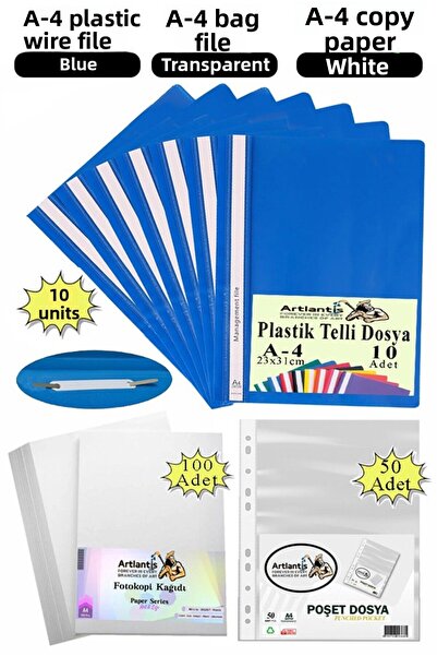 Artlantis Dosar cu spiră din plastic A4 10 bucăți Plicuri pentru dosare 50 bu...