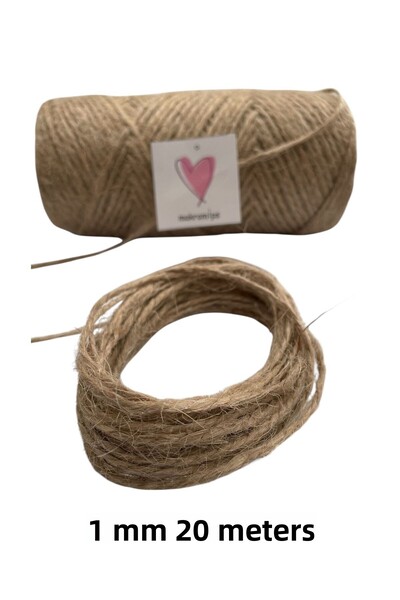 Kına Atölyesi حبل من الخوص من الجوت بطول 20 مترًا و1 مم، حبل مكرامية، سلة حيا...