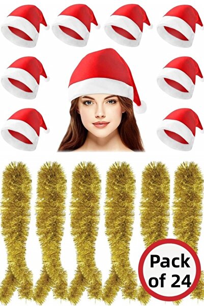 Partifabrik Set de 12 pălării de Anul Nou și sclipici pentru gât