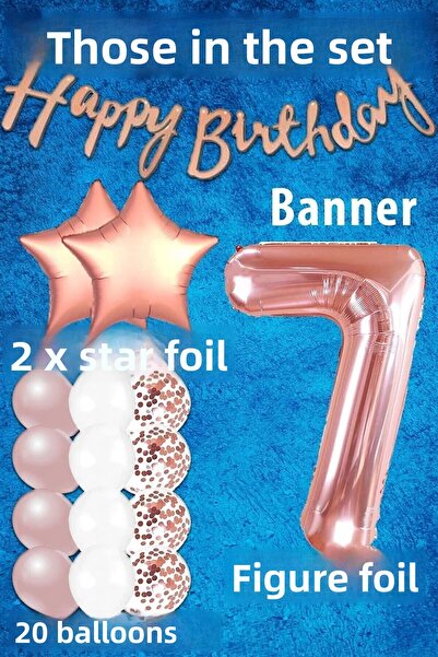 Bkmc Rose Gold Concept Birthday Celebration Set; White Gold Confetti Balloon,...