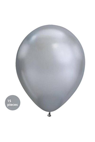 Parti Dükkanım بالون فضي ميتاليك 15 قطعة
