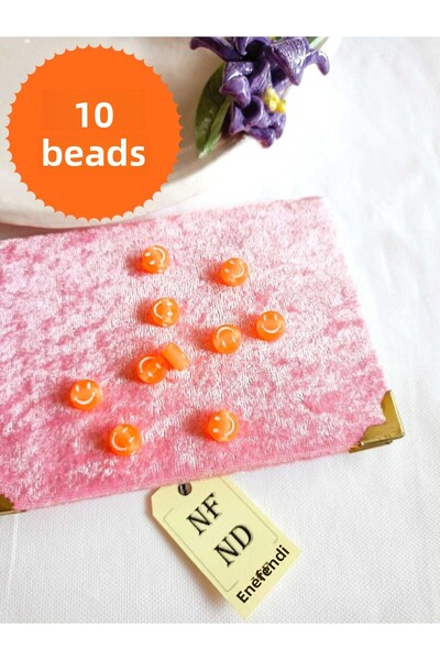 ENEFENDİ 10 ОРАНЖЕВИ МЕДАЛЬОНИ С УСМИВКА, ПОДАРЪК С ПРАЗНА ЗАКРЕПВАЩА КЛИПСКА...