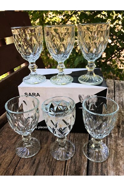 PİNK DESİGN KİTCHEN 6 Coffee Colored Crystal Cut Glass - Water and Liquor Glasses