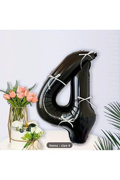 LOTUS PARTY Black Number Foil Balloon with Ribbon Black Number Balloon with W...