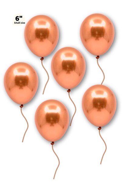 Huzur Party Store Small Mini Size Copper Colored Chrome Balloon 10 Pcs 6 Inch 15 Cm High Shiny Mirrored Birthday Party Balloon