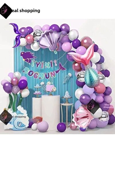 Bkmc Πολυτελές Σετ Πάρτι Γενεθλίων με Πανό Γοργόνας και Διακοσμητικό Γενεθλίων