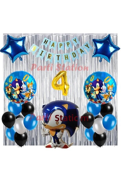 Parti Station مجموعة بالونات فوكس سونيك بوم كونسبت بعمر 4 سنوات، مجموعة بالون...