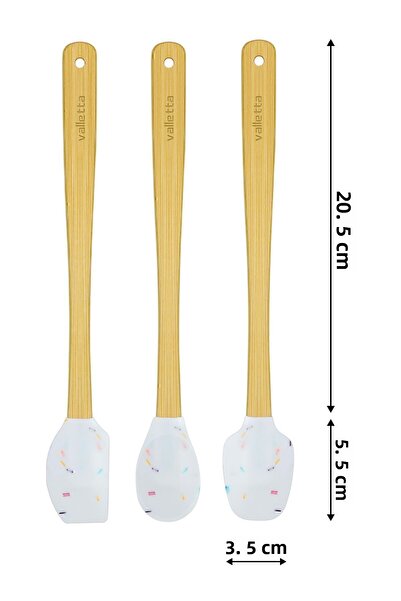 valletta Indigo Bamboo Silicone Spatula - Set of 3 White Spots, Long 26 cm