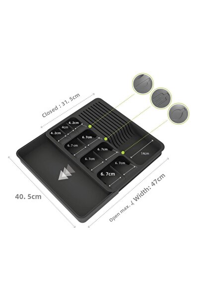 EVLE Expandable Cutlery & Knife Holder Set, Gray