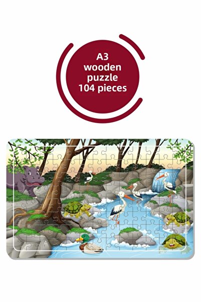 Baskı Atölyesi لغز حيوانات لطيفة A3 مكون من 104 قطعة، لعبة، منشار قطع