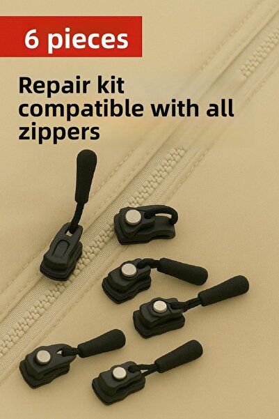 TOYFEST Συσκευή επισκευής φερμουάρ 6 τεμαχίων - Γρήγορη επισκευή χωρίς εργαλεία, για τσάντες & ρούχα & παπούτσια