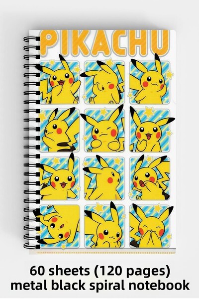 Anime Marketi Pokemon Pikachu Designed A5 Spiral Hard Cover Notebook 120 Sheets