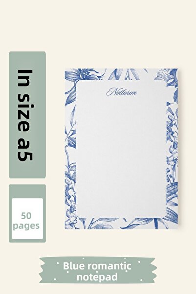 Srctech مفكرة مخططة رومانسية زرقاء مقاس A5 50 ورقة