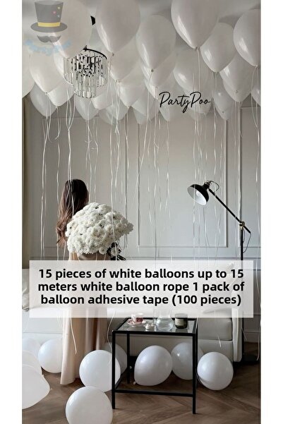 PartyPoo مجموعة بالونات بيضاء مكونة من 15 قطعة من Bride to Be - زينة لحفلات ا...