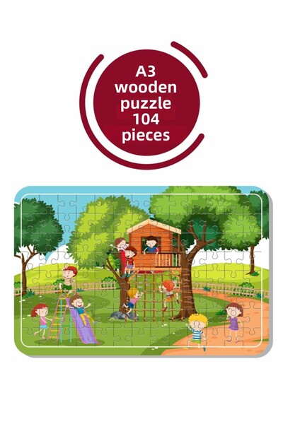 Baskı Atölyesi لعبة ألغاز خشبية من بلاي تايم A3 مكونة من 104 قطعة