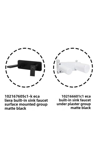 Eca طقم صنبور حوض مخفي من تيرا باللون الأسود غير اللامع (102167605C1-K+102166...