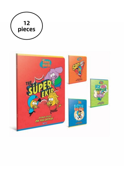Gıpta Kral Şakir Lovely Writing Notebook Wire Stitched Cardboard Cover A4 40 Sheets 12 Pieces