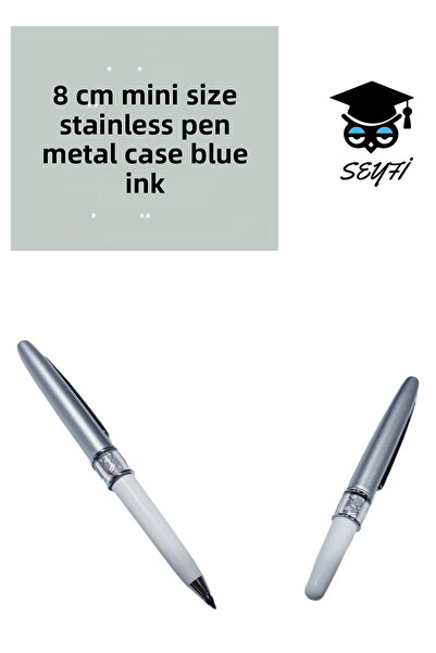 SEYFİKİRTASİYE 8 cm Mini Size Ballpoint Pen Metal Case Blue Ink