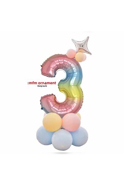 MFM مجموعة بالونات من رقائق قوس قزح للأطفال بعمر 3 سنوات