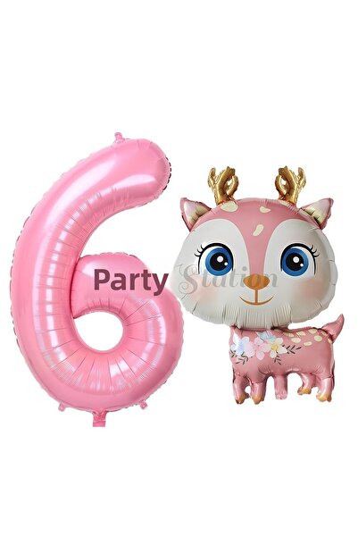 Parti Station مجموعة بالونات غزال لطيفة لعمر 6 سنوات - غزال وشخصية وودلاند كو...