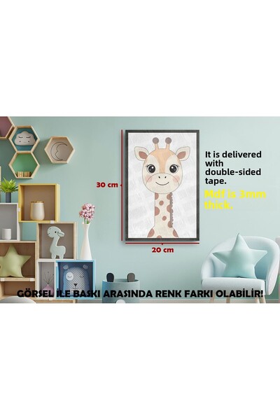 Borambalaj Tablou MDF cu aspect de rama cu design girafa pentru camera copiil...