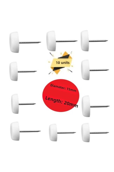 Adilon Scaun de masă cu urechi din poligrit alb - Protector pentru podea, 10 bucăți cu diametrul de 15 mm