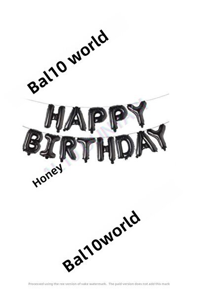 BAL10 DÜNYASI Happy Birthday Black Color Foil Balloon Set